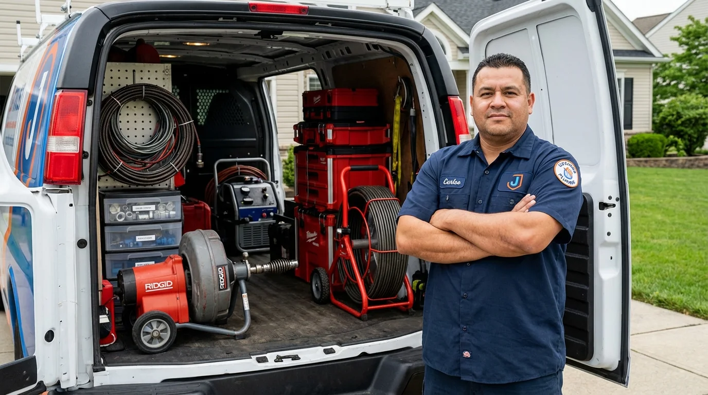 Professional drain cleaning equipment and Johns Plumbing LLC plumber in Mooresville