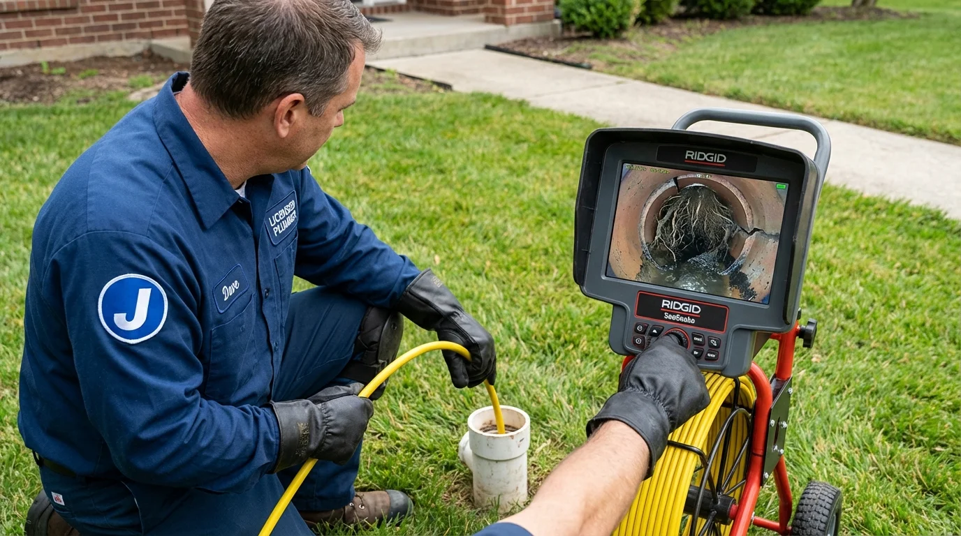 Sewer camera inspection being performed by Johns Plumbing LLC in Mooresville
